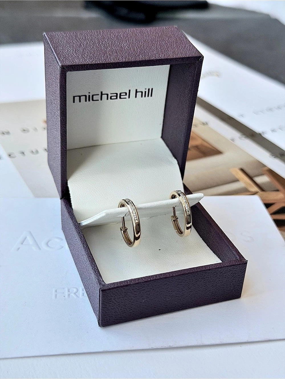 Michael Hill 10K Yellow Gold Diamond Hoop Earrings – Never Worn